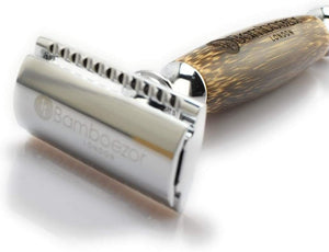 Natural Bamboo Handle Double Edge Safety Razor with FREE cleaning cloth - Bamboezor London