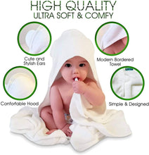Load image into Gallery viewer, Organic Bamboo Hooded Baby Bath Towel with Free Washcloth - Bamboezor London
