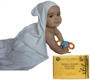 Organic Bamboo Hooded Baby Bath Towel with Free Washcloth - Bamboezor London