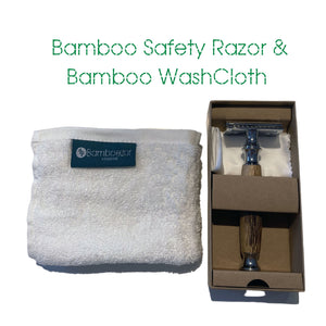 Premium Quality Bamboo Handle Double Edge Safety Razor & Bamboo Washcloth - Bamboezor London